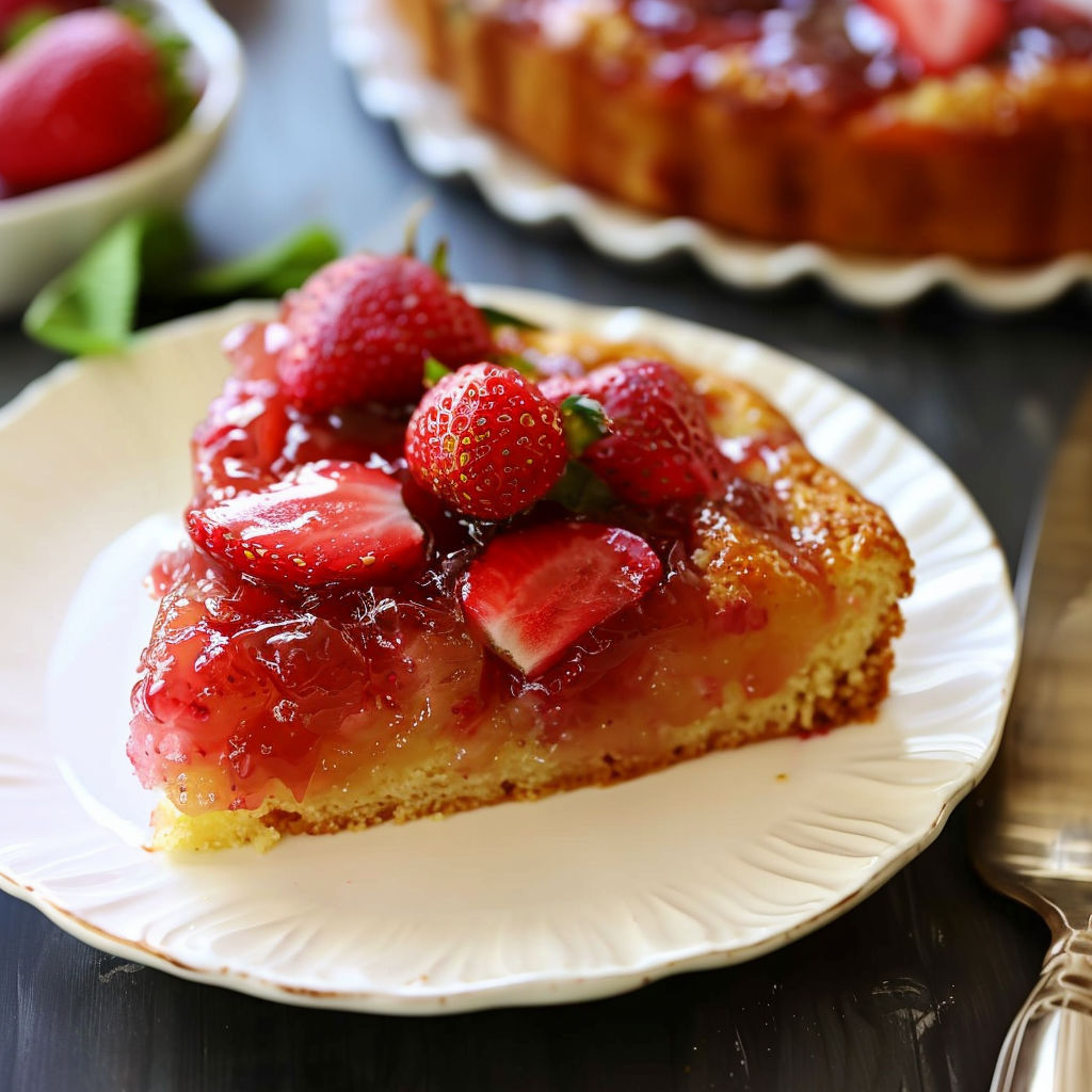 Strawberry Rhubarb Upside Down Cake recipe
