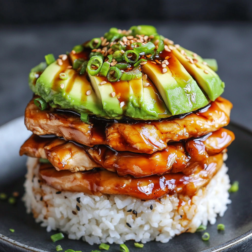 Teriyaki Chicken Avocado Stack recipe