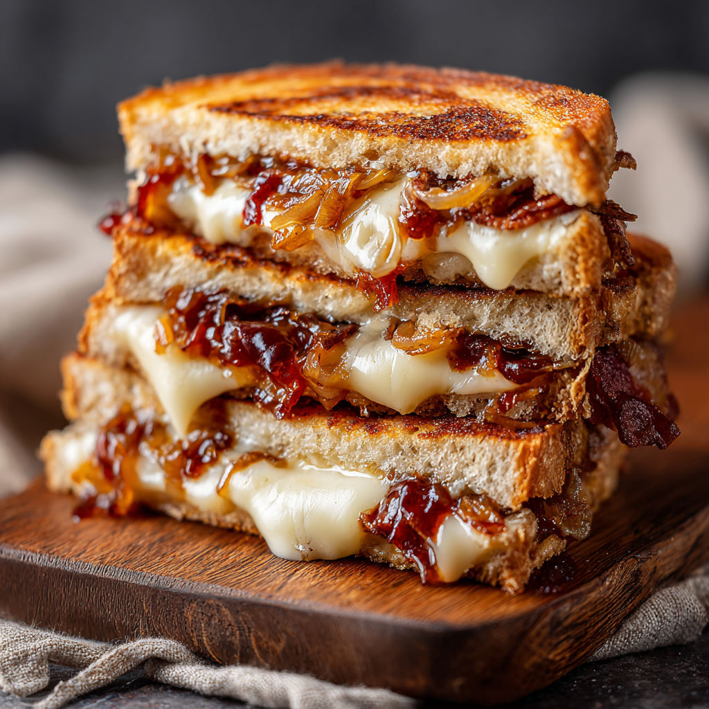 Turkey Bacon Caramelized Onion Grilled Cheese recipe