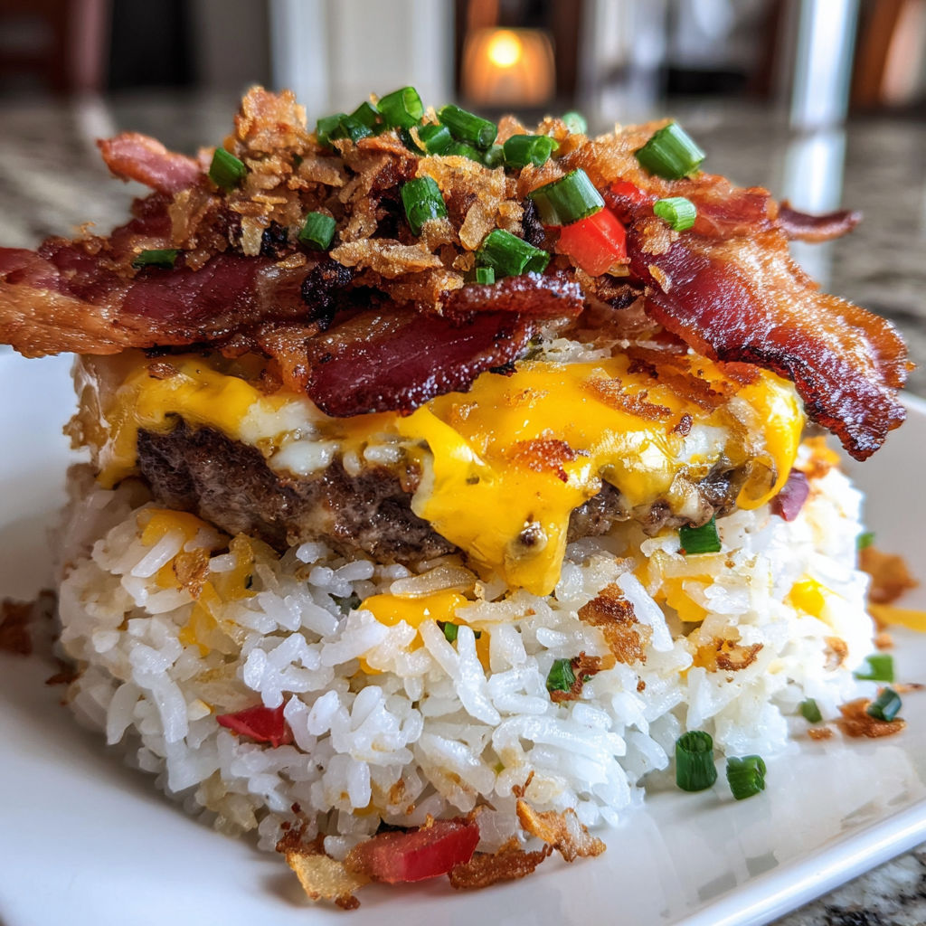 Turkey Bacon Cheeseburger Stack recipe